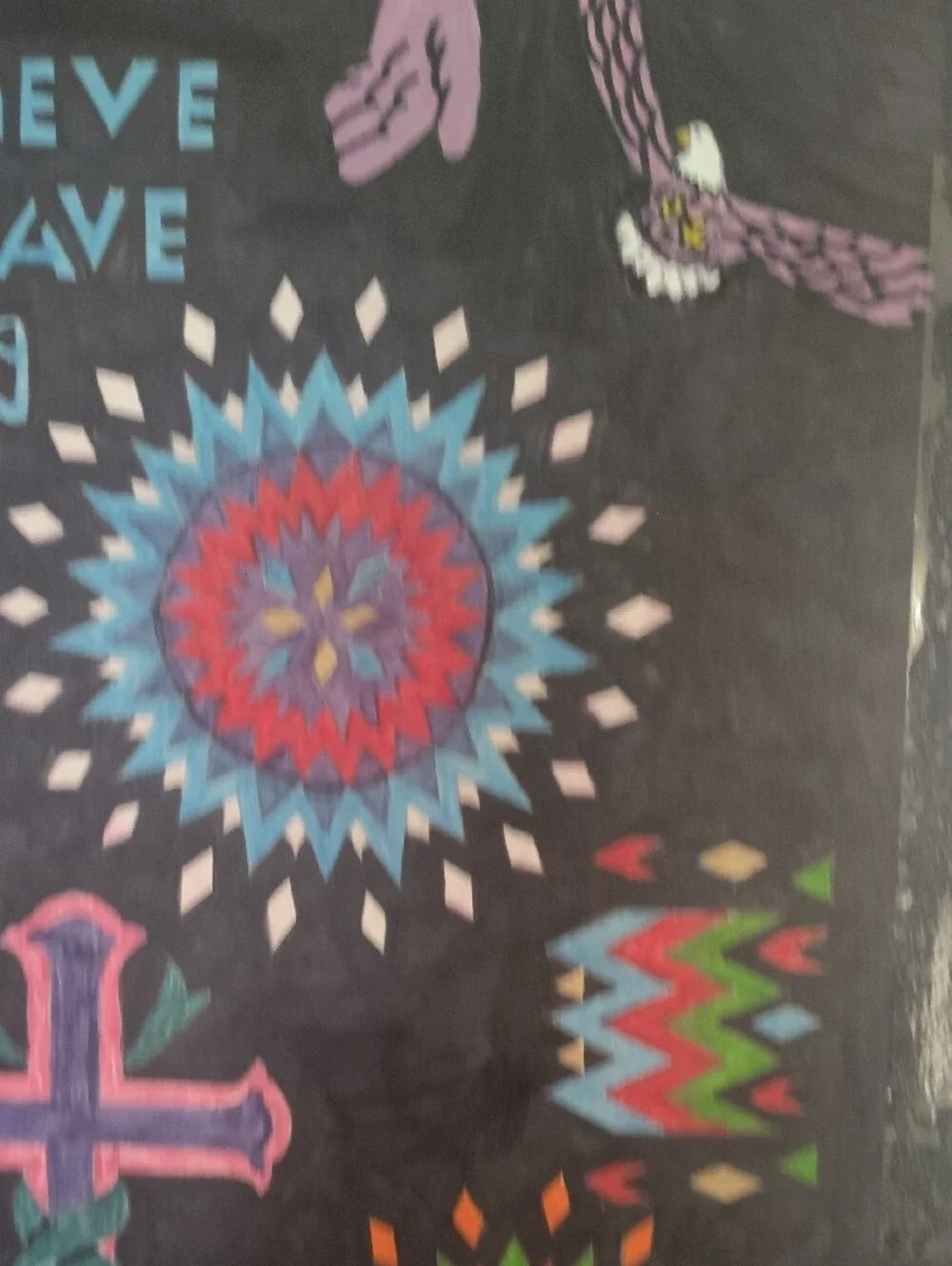 Faith-Inspired Wall Art with Pink & Blue Cross Motif